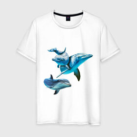 Мужская футболка хлопок с принтом Дельфины в Екатеринбурге, 100% хлопок | прямой крой, круглый вырез горловины, длина до линии бедер, слегка спущенное плечо. | die antwoord
