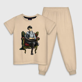 Детская пижама хлопок с принтом Капрал Леви в Екатеринбурге, 100% хлопок |  брюки и футболка прямого кроя, без карманов, на брюках мягкая резинка на поясе и по низу штанин
 | титан