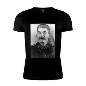 Мужская футболка премиум с принтом Ни шагу назад! в Екатеринбурге, 92% хлопок, 8% лайкра | приталенный силуэт, круглый вырез ворота, длина до линии бедра, короткий рукав | сталин