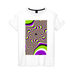 Женская футболка хлопок с принтом Психоделическая иллюзия в Екатеринбурге, 100% хлопок | прямой крой, круглый вырез горловины, длина до линии бедер, слегка спущенное плечо | обман зрения | оптическая иллюзия | прикол | фокус