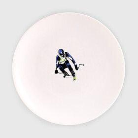 Тарелка 3D с принтом Лыжник в Екатеринбурге, фарфор | диаметр - 210 мм
диаметр для нанесения принта - 120 мм | Тематика изображения на принте: горнолыжная тема | горнолыжник спускается с горыочки | лыжи | лыжник | палки | спорт | шлем