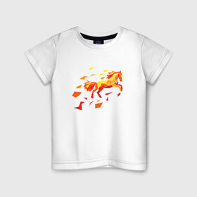 Детская футболка хлопок с принтом Fire horse в Екатеринбурге, 100% хлопок | круглый вырез горловины, полуприлегающий силуэт, длина до линии бедер | Тематика изображения на принте: fire | horse | лошадь | огон