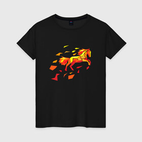 Женская футболка хлопок с принтом Fire horse в Екатеринбурге, 100% хлопок | прямой крой, круглый вырез горловины, длина до линии бедер, слегка спущенное плечо | fire | horse | лошадь | огон