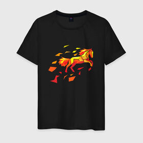 Мужская футболка хлопок с принтом Fire horse в Екатеринбурге, 100% хлопок | прямой крой, круглый вырез горловины, длина до линии бедер, слегка спущенное плечо. | Тематика изображения на принте: fire | horse | лошадь | огон