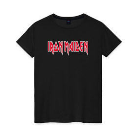 Женская футболка хлопок с принтом Iron Maiden в Екатеринбурге, 100% хлопок | прямой крой, круглый вырез горловины, длина до линии бедер, слегка спущенное плечо | Тематика изображения на принте: iron maiden