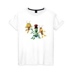 Женская футболка хлопок с принтом Пчелка Майя в Екатеринбурге, 100% хлопок | прямой крой, круглый вырез горловины, длина до линии бедер, слегка спущенное плечо | 