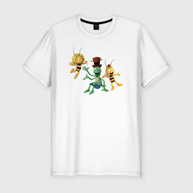 Мужская футболка премиум с принтом Пчелка Майя в Екатеринбурге, 92% хлопок, 8% лайкра | приталенный силуэт, круглый вырез ворота, длина до линии бедра, короткий рукав | 