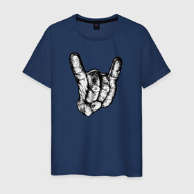 Мужская футболка хлопок с принтом Just Rock! в Екатеринбурге, 100% хлопок | прямой крой, круглый вырез горловины, длина до линии бедер, слегка спущенное плечо. | rok | жест | коза | метал