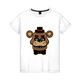 Женская футболка хлопок с принтом Five Nights At Freddy`s в Екатеринбурге, 100% хлопок | прямой крой, круглый вырез горловины, длина до линии бедер, слегка спущенное плечо | five nights at freddys | fnaf | freddy | игры | медведь | мишка | фнаф | фредди