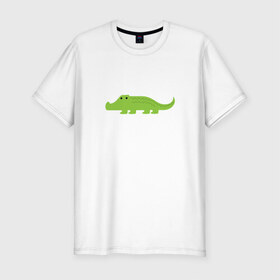 Мужская футболка премиум с принтом Крокодильчик в Екатеринбурге, 92% хлопок, 8% лайкра | приталенный силуэт, круглый вырез ворота, длина до линии бедра, короткий рукав | Тематика изображения на принте: 