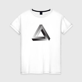 Женская футболка хлопок с принтом Треугольник Пенроуза в Екатеринбурге, 100% хлопок | прямой крой, круглый вырез горловины, длина до линии бедер, слегка спущенное плечо | иллюзия | оптическая | пенроуз
