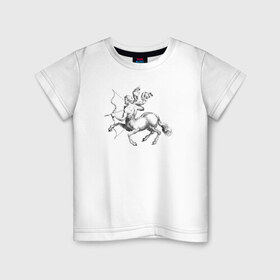 Детская футболка хлопок с принтом Стрелец в Екатеринбурге, 100% хлопок | круглый вырез горловины, полуприлегающий силуэт, длина до линии бедер | знак зодиака | кентавр | стрелец