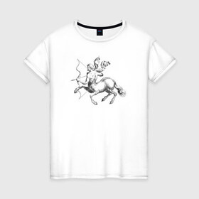 Женская футболка хлопок с принтом Стрелец в Екатеринбурге, 100% хлопок | прямой крой, круглый вырез горловины, длина до линии бедер, слегка спущенное плечо | знак зодиака | кентавр | стрелец