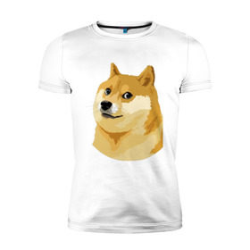 Мужская футболка премиум с принтом Doge в Екатеринбурге, 92% хлопок, 8% лайкра | приталенный силуэт, круглый вырез ворота, длина до линии бедра, короткий рукав | such wow | вау | доги