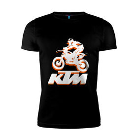 Мужская футболка премиум с принтом KTM белый в Екатеринбурге, 92% хлопок, 8% лайкра | приталенный силуэт, круглый вырез ворота, длина до линии бедра, короткий рукав | Тематика изображения на принте: cross | ktm | motocross | кросс | мото