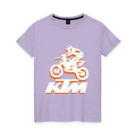 Женская футболка хлопок с принтом KTM белый в Екатеринбурге, 100% хлопок | прямой крой, круглый вырез горловины, длина до линии бедер, слегка спущенное плечо | cross | ktm | motocross | кросс | мото