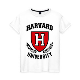 Женская футболка хлопок с принтом Гарвард в Екатеринбурге, 100% хлопок | прямой крой, круглый вырез горловины, длина до линии бедер, слегка спущенное плечо | harvard | university | гарвард | институт | студентам | университет
