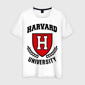 Мужская футболка хлопок с принтом Гарвард в Екатеринбурге, 100% хлопок | прямой крой, круглый вырез горловины, длина до линии бедер, слегка спущенное плечо. | harvard | university | гарвард | институт | студентам | университет