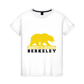 Женская футболка хлопок с принтом Беркли в Екатеринбурге, 100% хлопок | прямой крой, круглый вырез горловины, длина до линии бедер, слегка спущенное плечо | bear | berkeley | беркли | институт | калифорния | медведь | студентам | университет