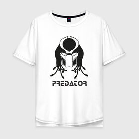 Мужская футболка хлопок Oversize с принтом Predator (Хищник) в Екатеринбурге, 100% хлопок | свободный крой, круглый ворот, “спинка” длиннее передней части | 