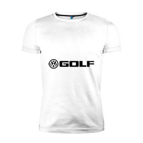 Мужская футболка премиум с принтом Volkswagen Golf в Екатеринбурге, 92% хлопок, 8% лайкра | приталенный силуэт, круглый вырез ворота, длина до линии бедра, короткий рукав | golf | logo | volkswagen | гольф | логотип | фольцваген
