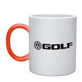 Кружка хамелеон с принтом Volkswagen Golf в Екатеринбурге, керамика | меняет цвет при нагревании, емкость 330 мл | golf | logo | volkswagen | гольф | логотип | фольцваген