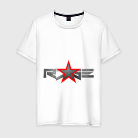 Мужская футболка хлопок с принтом R7GE в Екатеринбурге, 100% хлопок | прямой крой, круглый вырез горловины, длина до линии бедер, слегка спущенное плечо. | @ | r7ge | youtube | звезда | метал