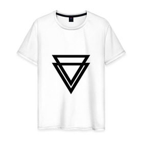 Мужская футболка хлопок с принтом Triangle в Екатеринбурге, 100% хлопок | прямой крой, круглый вырез горловины, длина до линии бедер, слегка спущенное плечо. | 