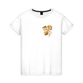 Женская футболка хлопок с принтом Gold shamrock в Екатеринбурге, 100% хлопок | прямой крой, круглый вырез горловины, длина до линии бедер, слегка спущенное плечо | ирландия | клевер | патрик | трилистник | удача