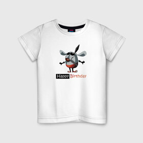 Детская футболка хлопок с принтом Вежливый мышонок в Екатеринбурге, 100% хлопок | круглый вырез горловины, полуприлегающий силуэт, длина до линии бедер | happy birthday | день рождения | мышонок | подарок | спецназ | сюрприз