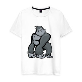 Мужская футболка хлопок с принтом I am so cool! в Екатеринбурге, 100% хлопок | прямой крой, круглый вырез горловины, длина до линии бедер, слегка спущенное плечо. | Тематика изображения на принте: горилла | прикол