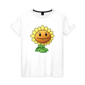 Женская футболка хлопок с принтом Plants Vs Zombies в Екатеринбурге, 100% хлопок | прямой крой, круглый вырез горловины, длина до линии бедер, слегка спущенное плечо | растения против зомби