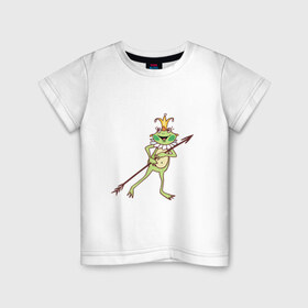 Детская футболка хлопок с принтом Царевна лягушка в Екатеринбурге, 100% хлопок | круглый вырез горловины, полуприлегающий силуэт, длина до линии бедер | Тематика изображения на принте: 