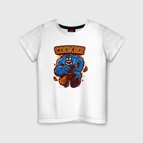 Детская футболка хлопок с принтом Печеньки в Екатеринбурге, 100% хлопок | круглый вырез горловины, полуприлегающий силуэт, длина до линии бедер | cookie | коржик | монстр | печенье | улица сезам