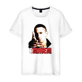 Мужская футболка хлопок с принтом Eminem, Еминем в Екатеринбурге, 100% хлопок | прямой крой, круглый вырез горловины, длина до линии бедер, слегка спущенное плечо. | Тематика изображения на принте: 