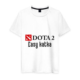 Мужская футболка хлопок с принтом Easy katka в Екатеринбурге, 100% хлопок | прямой крой, круглый вырез горловины, длина до линии бедер, слегка спущенное плечо. | dota 2 | easy katka | дота | игры | изи катка