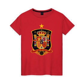 Женская футболка хлопок с принтом Spain National Football в Екатеринбурге, 100% хлопок | прямой крой, круглый вырез горловины, длина до линии бедер, слегка спущенное плечо | испания | футбол