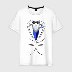 Мужская футболка хлопок с принтом Костюм жениха в Екатеринбурге, 100% хлопок | прямой крой, круглый вырез горловины, длина до линии бедер, слегка спущенное плечо. | Тематика изображения на принте: бабочка