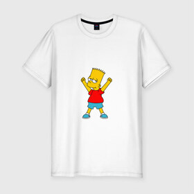 Мужская футболка премиум с принтом Барт в Екатеринбурге, 92% хлопок, 8% лайкра | приталенный силуэт, круглый вырез ворота, длина до линии бедра, короткий рукав | Тематика изображения на принте: bart | simpson
