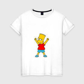 Женская футболка хлопок с принтом Барт в Екатеринбурге, 100% хлопок | прямой крой, круглый вырез горловины, длина до линии бедер, слегка спущенное плечо | bart | simpson