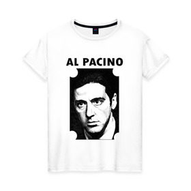 Женская футболка хлопок с принтом Аль Пачино в Екатеринбурге, 100% хлопок | прямой крой, круглый вырез горловины, длина до линии бедер, слегка спущенное плечо | : кино | al pacino | аль пачино