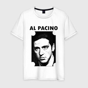 Мужская футболка хлопок с принтом Аль Пачино в Екатеринбурге, 100% хлопок | прямой крой, круглый вырез горловины, длина до линии бедер, слегка спущенное плечо. | Тематика изображения на принте: : кино | al pacino | аль пачино