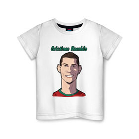 Детская футболка хлопок с принтом Cristiano Ronaldo в Екатеринбурге, 100% хлопок | круглый вырез горловины, полуприлегающий силуэт, длина до линии бедер | Тематика изображения на принте: real madrid | ronaldo | роналду | футбол