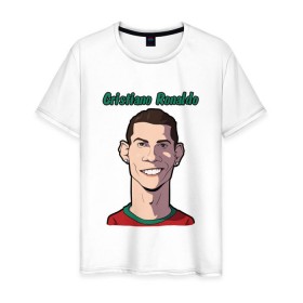 Мужская футболка хлопок с принтом Cristiano Ronaldo в Екатеринбурге, 100% хлопок | прямой крой, круглый вырез горловины, длина до линии бедер, слегка спущенное плечо. | Тематика изображения на принте: real madrid | ronaldo | роналду | футбол