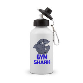 Бутылка спортивная с принтом GymShark в Екатеринбурге, металл | емкость — 500 мл, в комплекте две пластиковые крышки и карабин для крепления | gymshark | gymsharkакула | shark