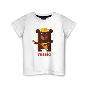 Детская футболка хлопок с принтом Russia в Екатеринбурге, 100% хлопок | круглый вырез горловины, полуприлегающий силуэт, длина до линии бедер | russia | российа | я.русский