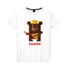Женская футболка хлопок с принтом Russia в Екатеринбурге, 100% хлопок | прямой крой, круглый вырез горловины, длина до линии бедер, слегка спущенное плечо | russia | российа | я.русский