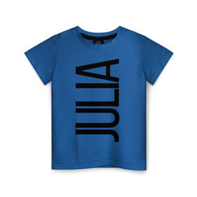 Детская футболка хлопок с принтом Юля в Екатеринбурге, 100% хлопок | круглый вырез горловины, полуприлегающий силуэт, длина до линии бедер | Тематика изображения на принте: bigname | julia | юлия | юля