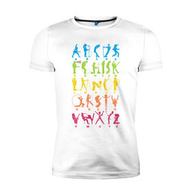 Мужская футболка премиум с принтом Рок алфавит в Екатеринбурге, 92% хлопок, 8% лайкра | приталенный силуэт, круглый вырез ворота, длина до линии бедра, короткий рукав | kiss | madonna | nirvana | ozzy | rock | алфавит | группы | музыка | рок