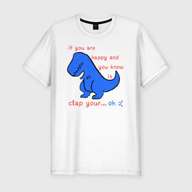 Мужская футболка премиум с принтом Динозаврик в Екатеринбурге, 92% хлопок, 8% лайкра | приталенный силуэт, круглый вырез ворота, длина до линии бедра, короткий рукав | 